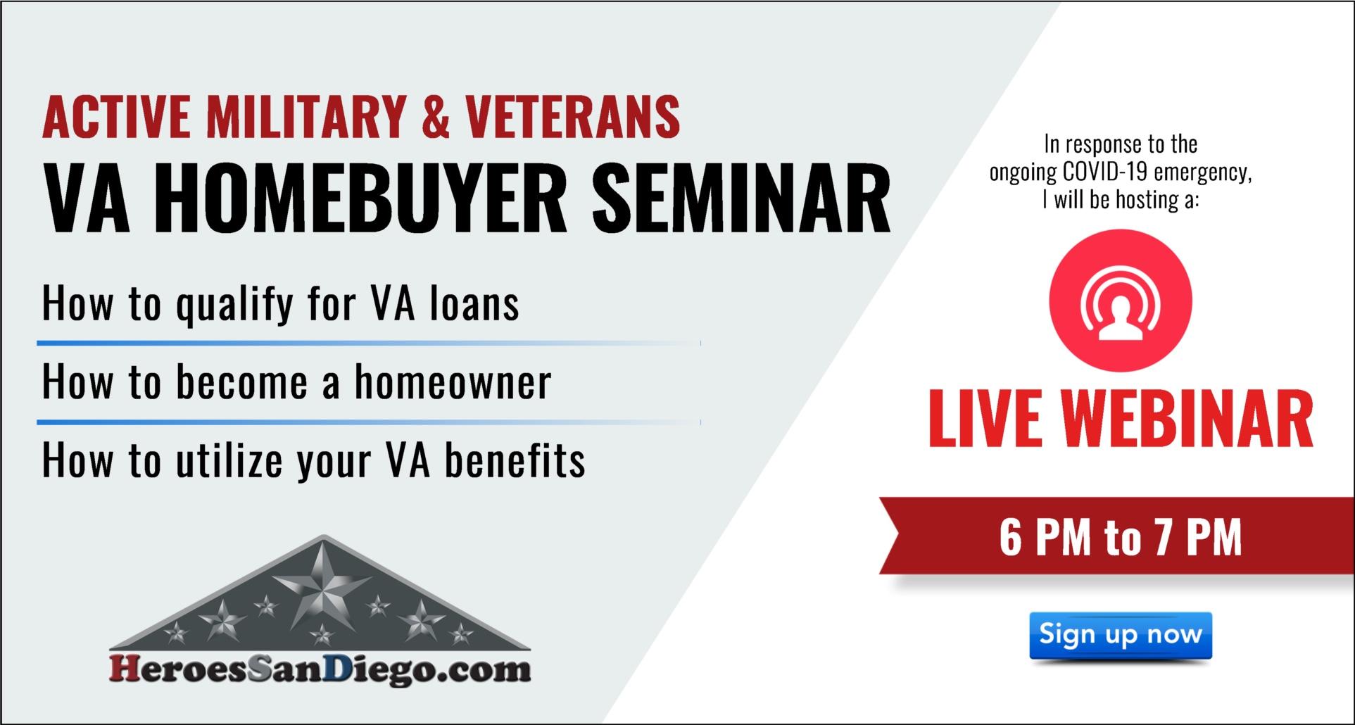 San Diego Military & Veterans VA Homebuyer Webinar Workshop